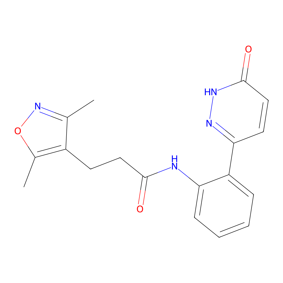 3-(3,5-dimethylisoxazol-4-yl)-N-(2-(6-oxo-1,6-dihydropyridazin-3-yl)phenyl)propanamide molecular structure, CAS 1448129-74-5