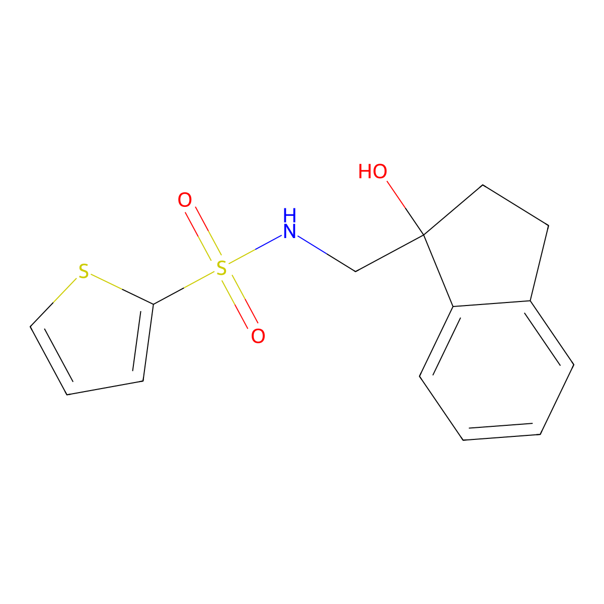 N-((1-hydroxy-2,3-dihydro-1H-inden-1-yl)methyl)thiophene-2-sulfonamide molecular structure, CAS 1448129-81-4