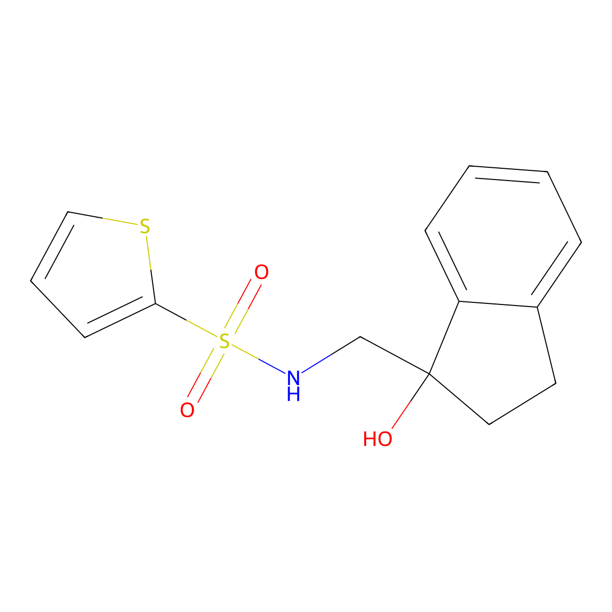 N-((1-hydroxy-2,3-dihydro-1H-inden-1-yl)methyl)thiophene-2-sulfonamide molecular structure, CAS 1448129-81-4