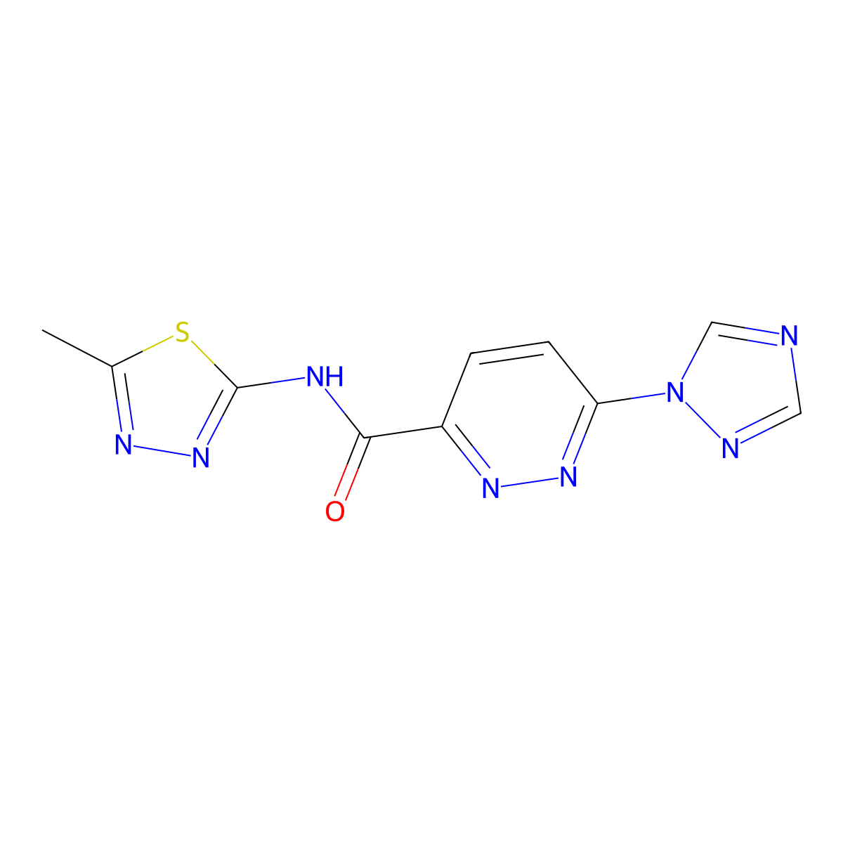 N-(5-methyl-1,3,4-thiadiazol-2-yl)-6-(1H-1,2,4-triazol-1-yl)pyridazine-3-carboxamide molecular structure, CAS 1448129-84-7
