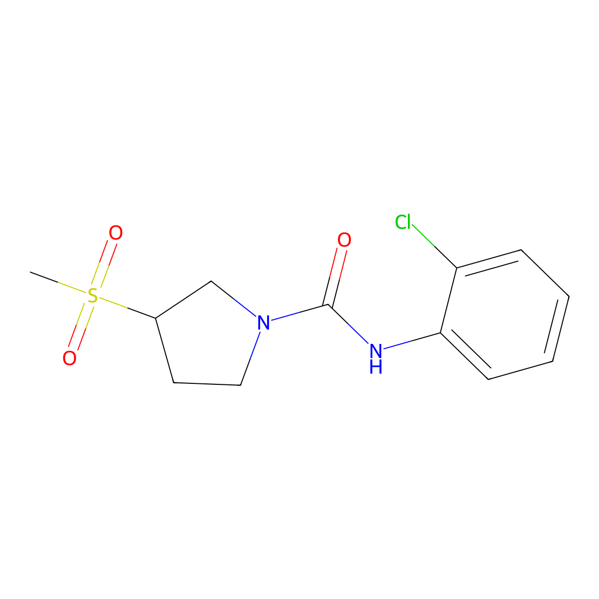 N-(2-chlorophenyl)-3-(methylsulfonyl)pyrrolidine-1-carboxamide molecular structure, CAS 1448129-87-0