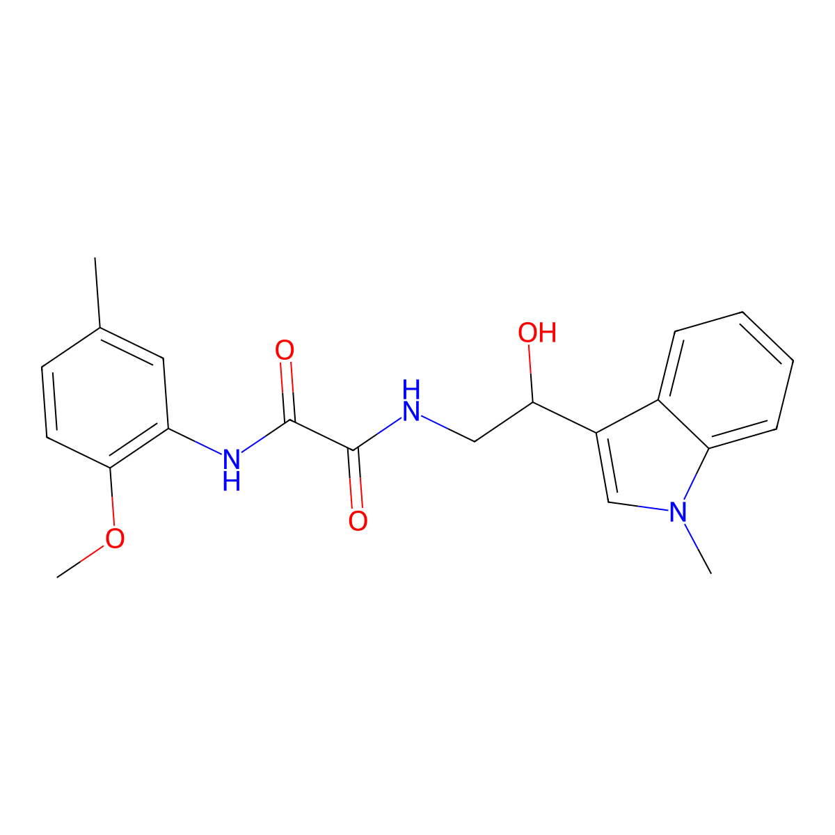 N1-(2-hydroxy-2-(1-methyl-1H-indol-3-yl)ethyl)-N2-(2-methoxy-5-methylphenyl)oxalamide molecular structure, CAS 1448129-93-8