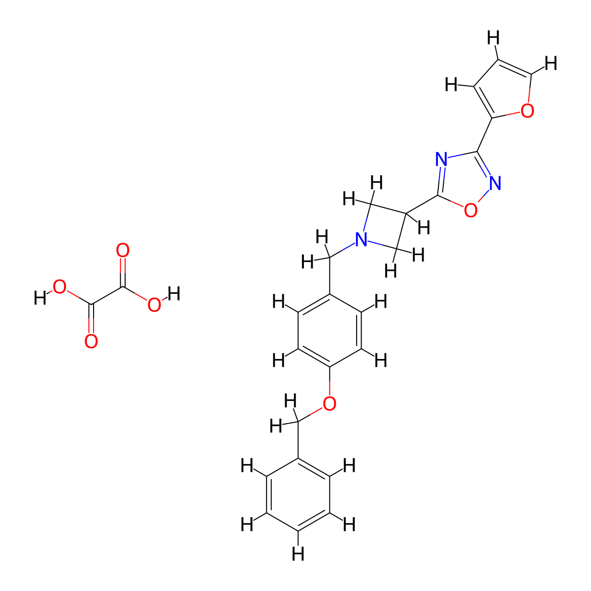 5-(1-(4-(Benzyloxy)benzyl)azetidin-3-yl)-3-(furan-2-yl)-1,2,4-oxadiazole oxalate molecular structure, CAS 1448129-97-2