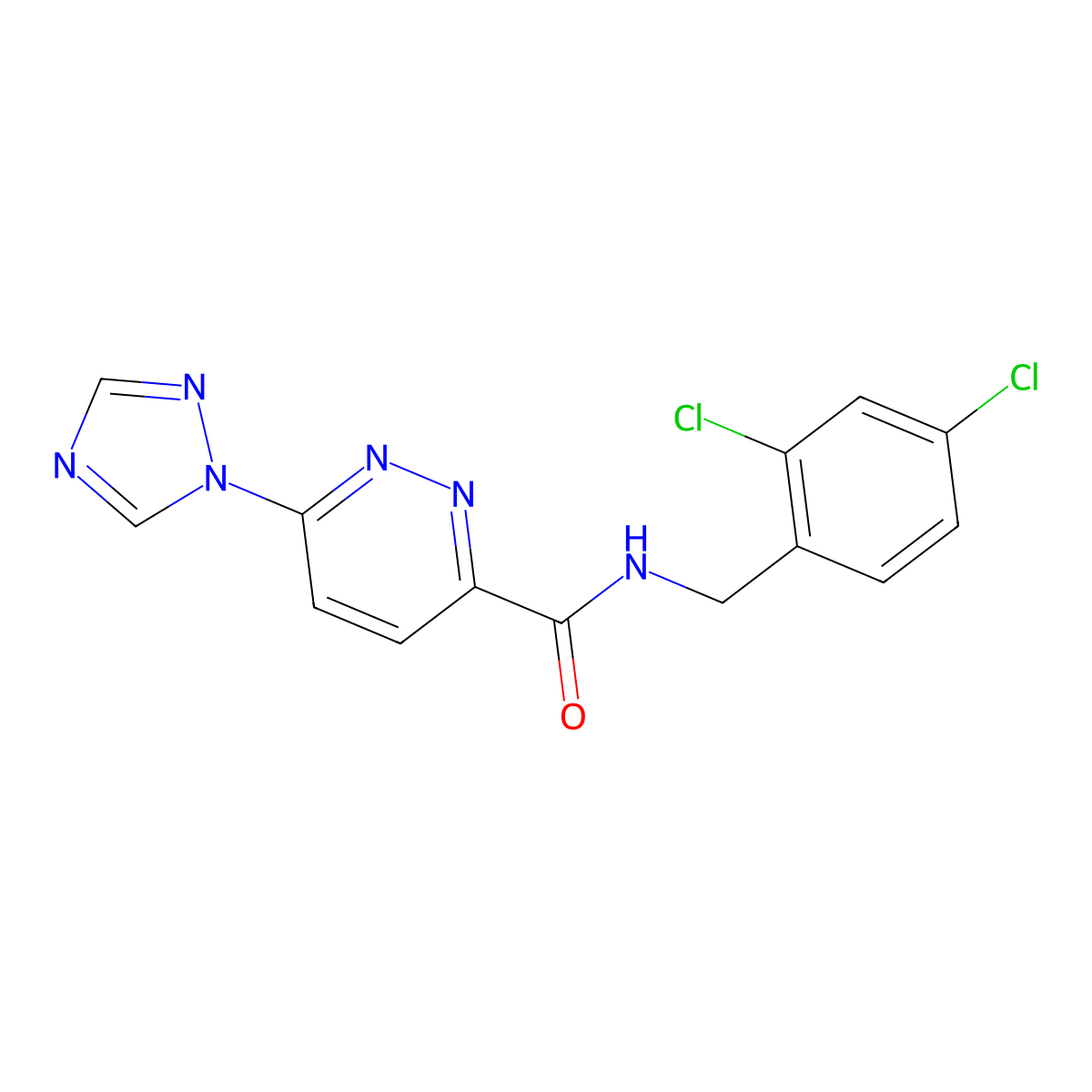 N-(2,4-dichlorobenzyl)-6-(1H-1,2,4-triazol-1-yl)pyridazine-3-carboxamide molecular structure, CAS 1448130-01-5