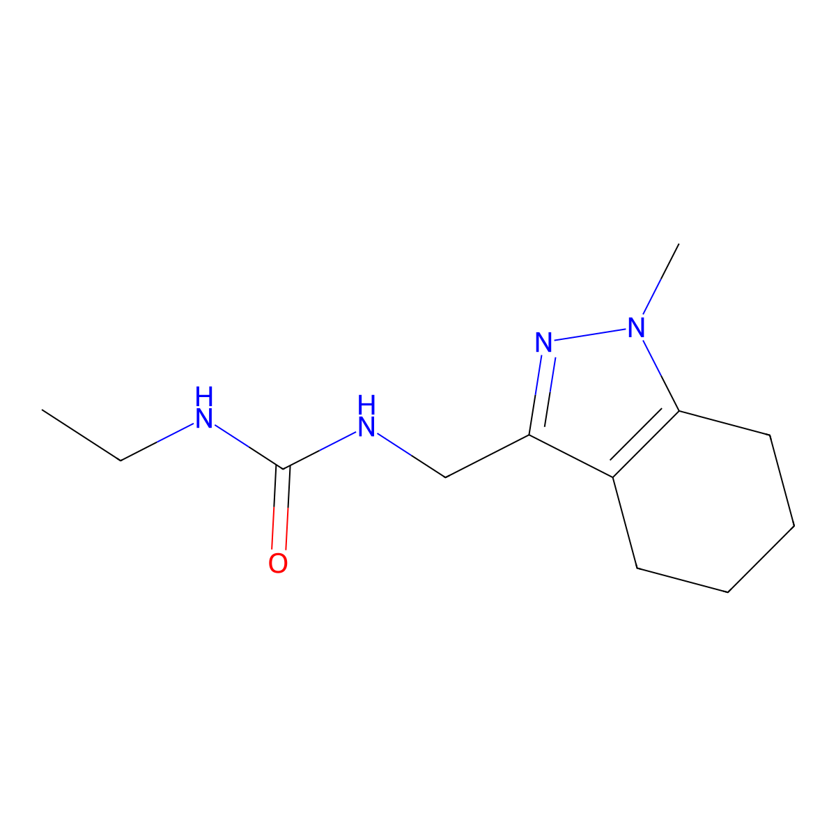 1-ethyl-3-((1-methyl-4,5,6,7-tetrahydro-1H-indazol-3-yl)methyl)urea molecular structure, CAS 1448130-11-7