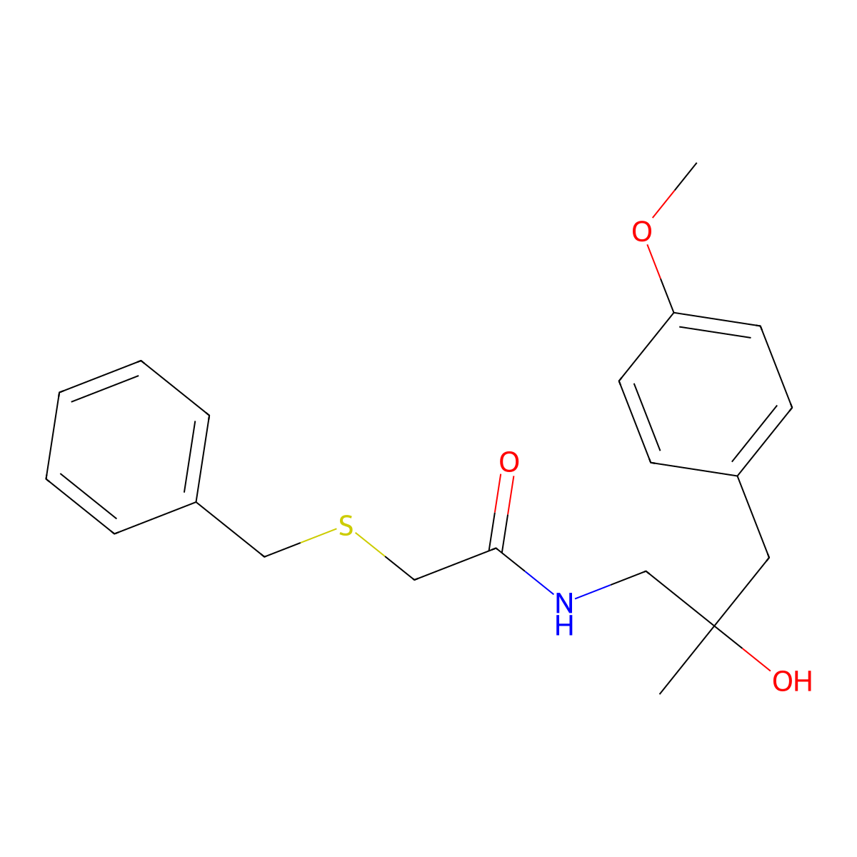 2-(benzylthio)-N-(2-hydroxy-3-(4-methoxyphenyl)-2-methylpropyl)acetamide molecular structure, CAS 1448130-13-9