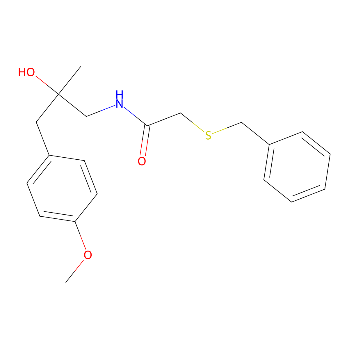 2-(benzylthio)-N-(2-hydroxy-3-(4-methoxyphenyl)-2-methylpropyl)acetamide molecular structure, CAS 1448130-13-9