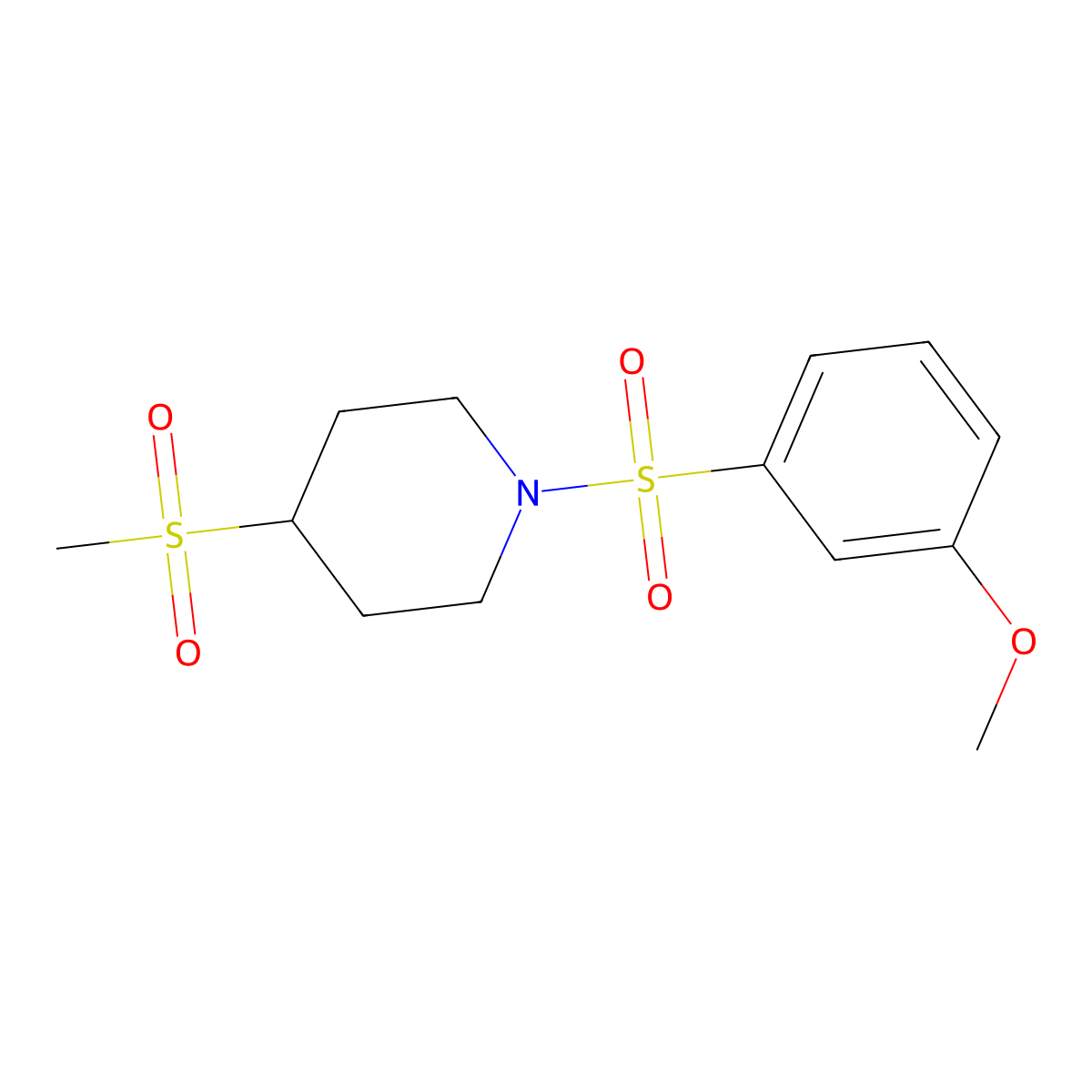 1-((3-Methoxyphenyl)sulfonyl)-4-(methylsulfonyl)piperidine molecular structure, CAS 1448130-18-4