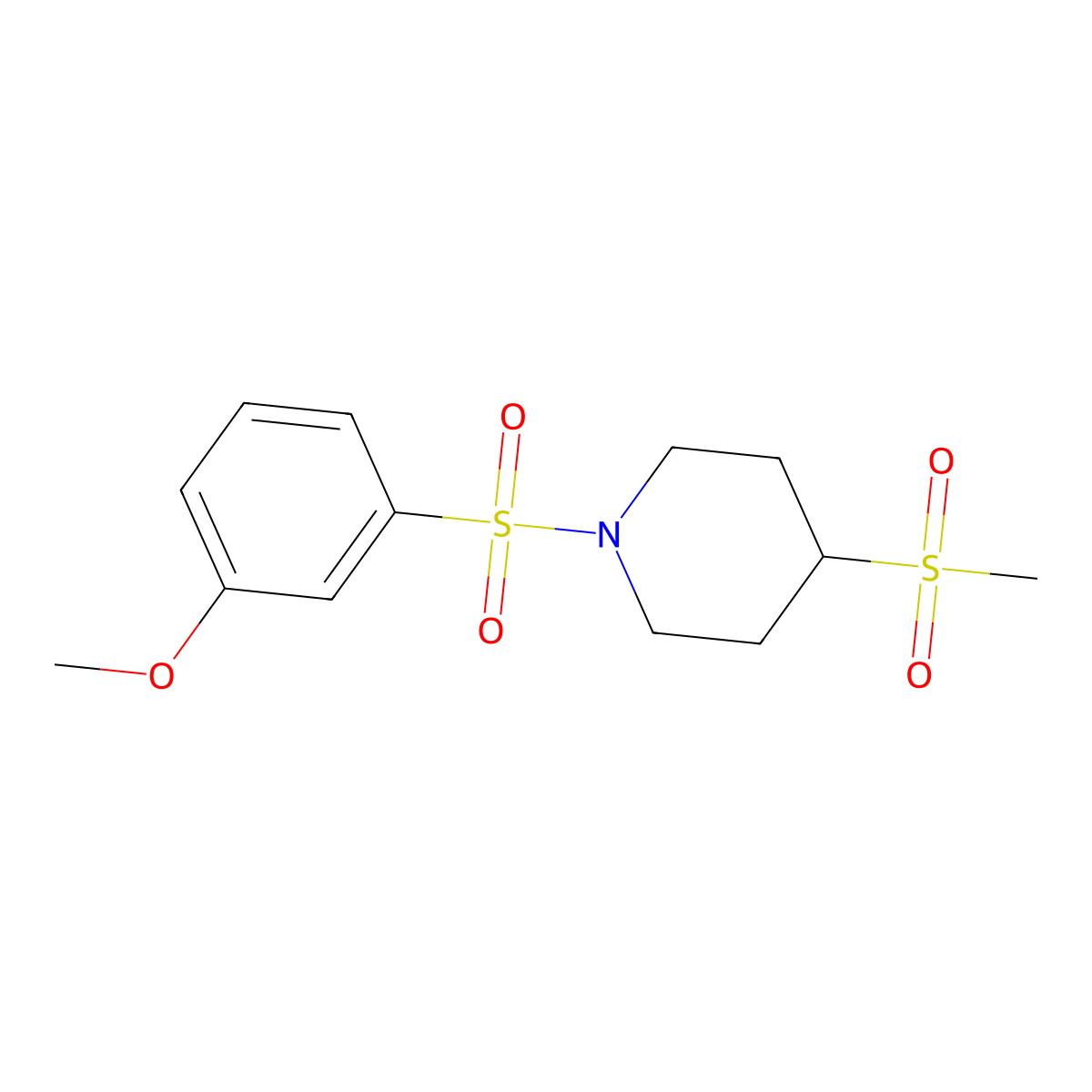 1-((3-Methoxyphenyl)sulfonyl)-4-(methylsulfonyl)piperidine molecular structure, CAS 1448130-18-4