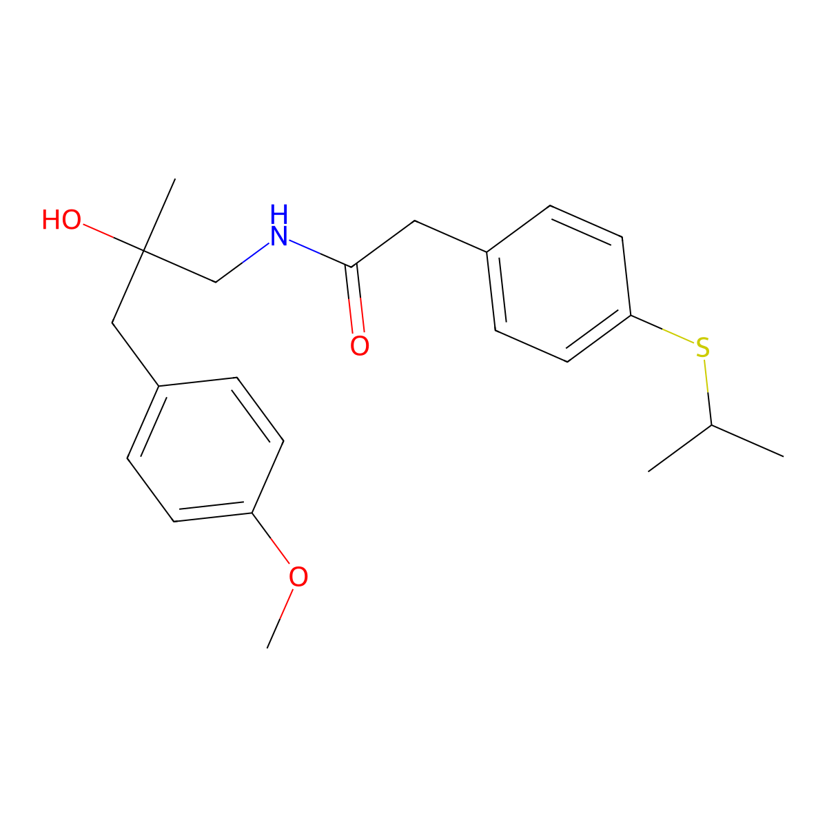 N-(2-hydroxy-3-(4-methoxyphenyl)-2-methylpropyl)-2-(4-(isopropylthio)phenyl)acetamide molecular structure, CAS 1448130-20-8