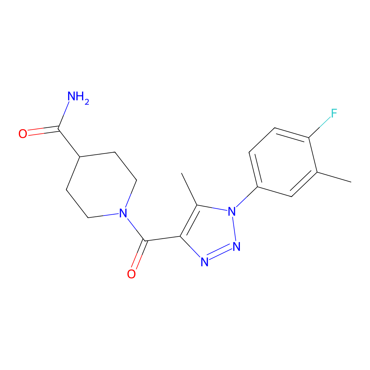 1-[1-(4-fluoro-3-methylphenyl)-5-methyl-1H-1,2,3-triazole-4-carbonyl]piperidine-4-carboxamide molecular structure, CAS 1448130-27-5