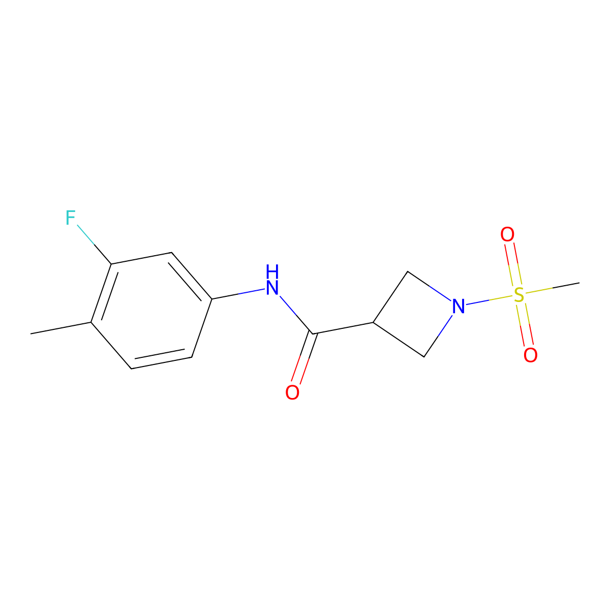 N-(3-fluoro-4-methylphenyl)-1-(methylsulfonyl)azetidine-3-carboxamide molecular structure, CAS 1448130-41-3