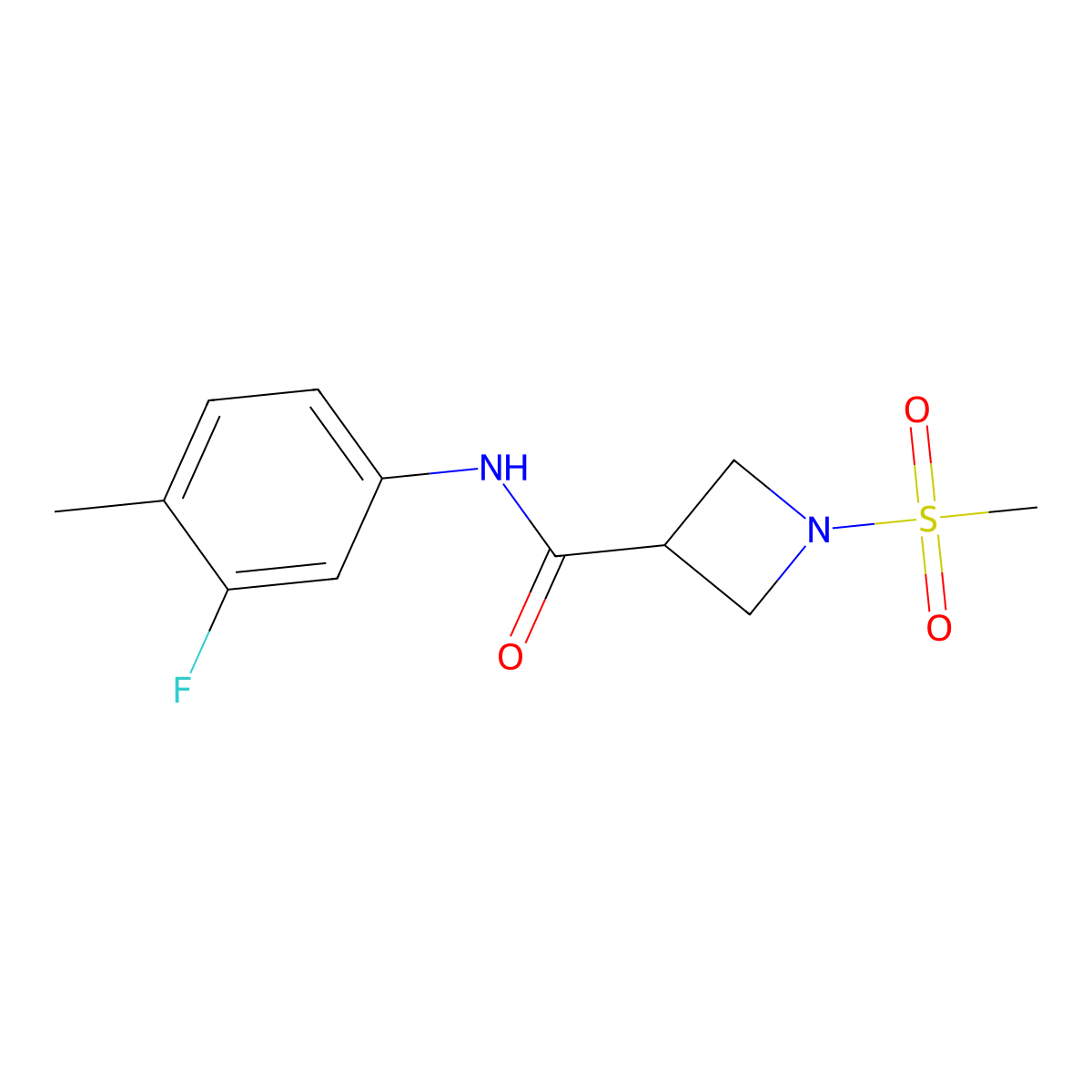 N-(3-fluoro-4-methylphenyl)-1-(methylsulfonyl)azetidine-3-carboxamide molecular structure, CAS 1448130-41-3