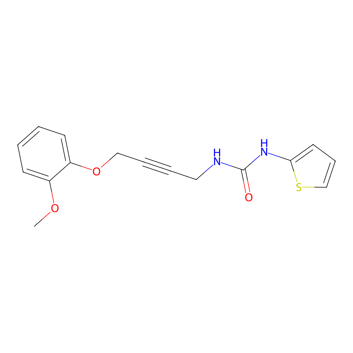 1-(4-(2-Methoxyphenoxy)but-2-yn-1-yl)-3-(thiophen-2-yl)urea molecular structure, CAS 1448130-46-8