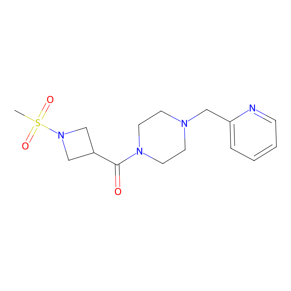 (1-(Methylsulfonyl)azetidin-3-yl)(4-(pyridin-2-ylmethyl)piperazin-1-yl)methanone molecular structure, CAS 1448130-51-5