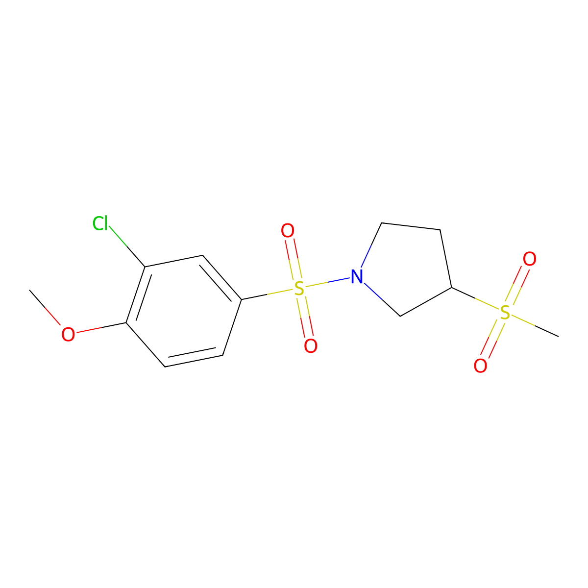 1-((3-Chloro-4-methoxyphenyl)sulfonyl)-3-(methylsulfonyl)pyrrolidine molecular structure, CAS 1448130-68-4