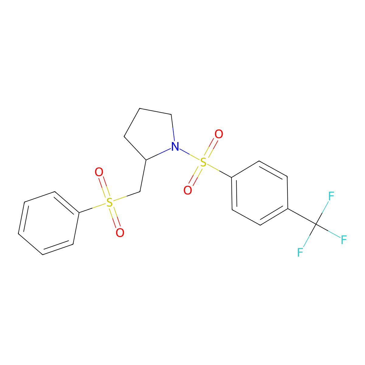 2-((Phenylsulfonyl)methyl)-1-((4-(trifluoromethyl)phenyl)sulfonyl)pyrrolidine molecular structure, CAS 1448130-71-9