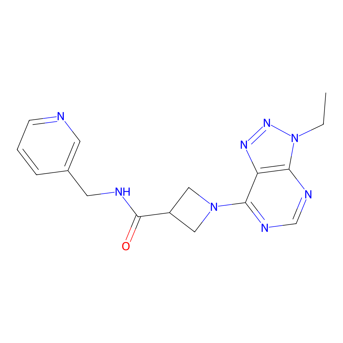 1-(3-ethyl-3H-[1,2,3]triazolo[4,5-d]pyrimidin-7-yl)-N-(pyridin-3-ylmethyl)azetidine-3-carboxamide molecular structure, CAS 1448130-73-1