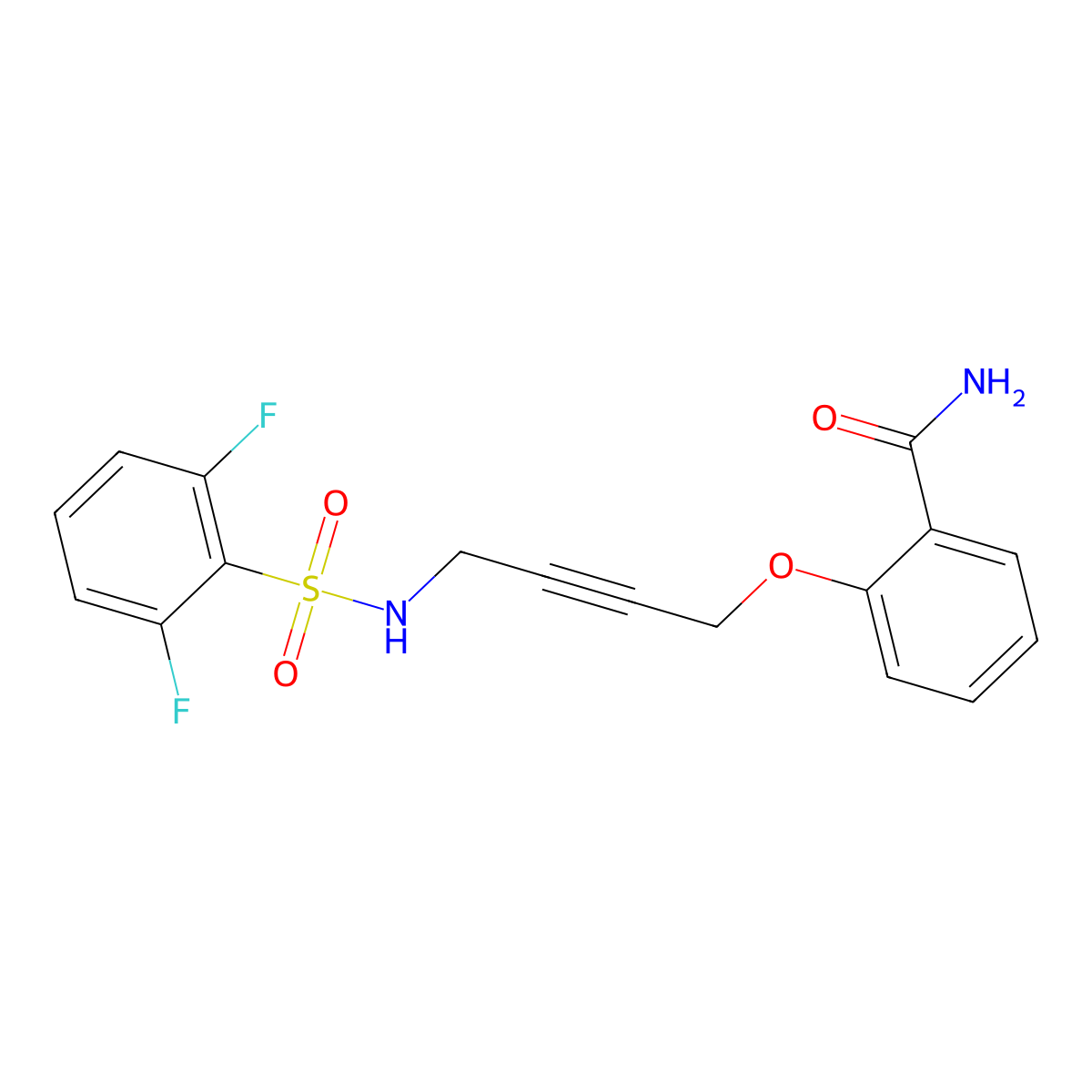 2-{[4-(2,6-Difluorobenzenesulfonamido)but-2-YN-1-YL]oxy}benzamide molecular structure, CAS 1448130-78-6