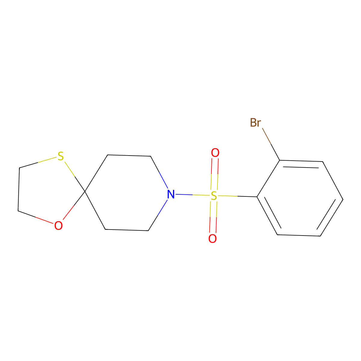 8-((2-Bromophenyl)sulfonyl)-1-oxa-4-thia-8-azaspiro[4.5]decane molecular structure, CAS 1448130-80-0