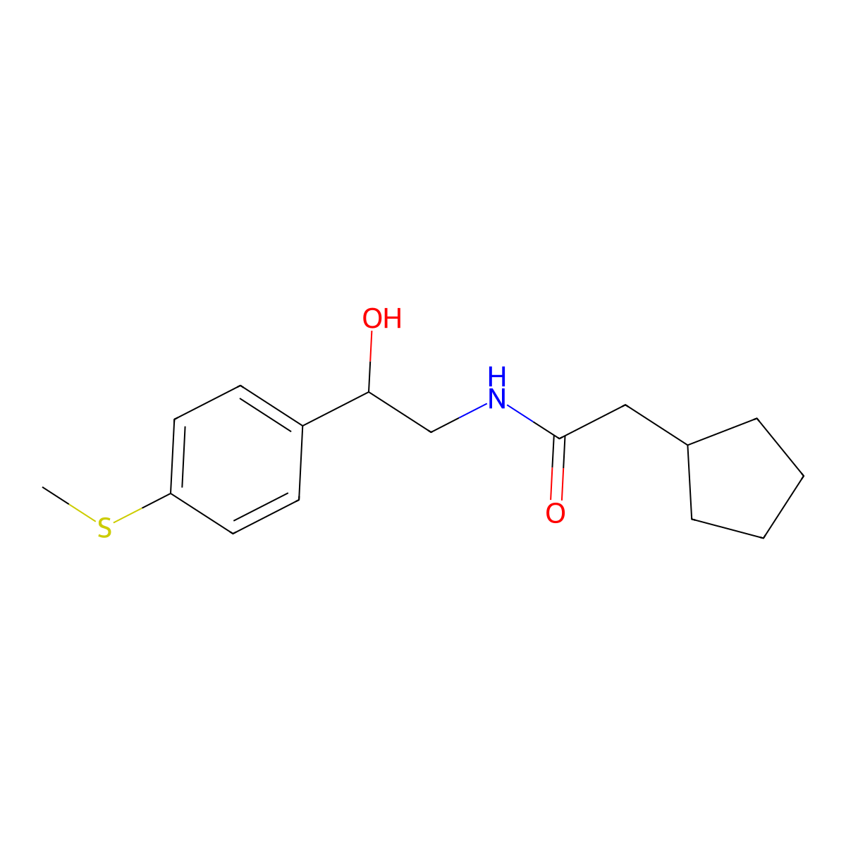 2-cyclopentyl-N-(2-hydroxy-2-(4-(methylthio)phenyl)ethyl)acetamide molecular structure, CAS 1448130-82-2