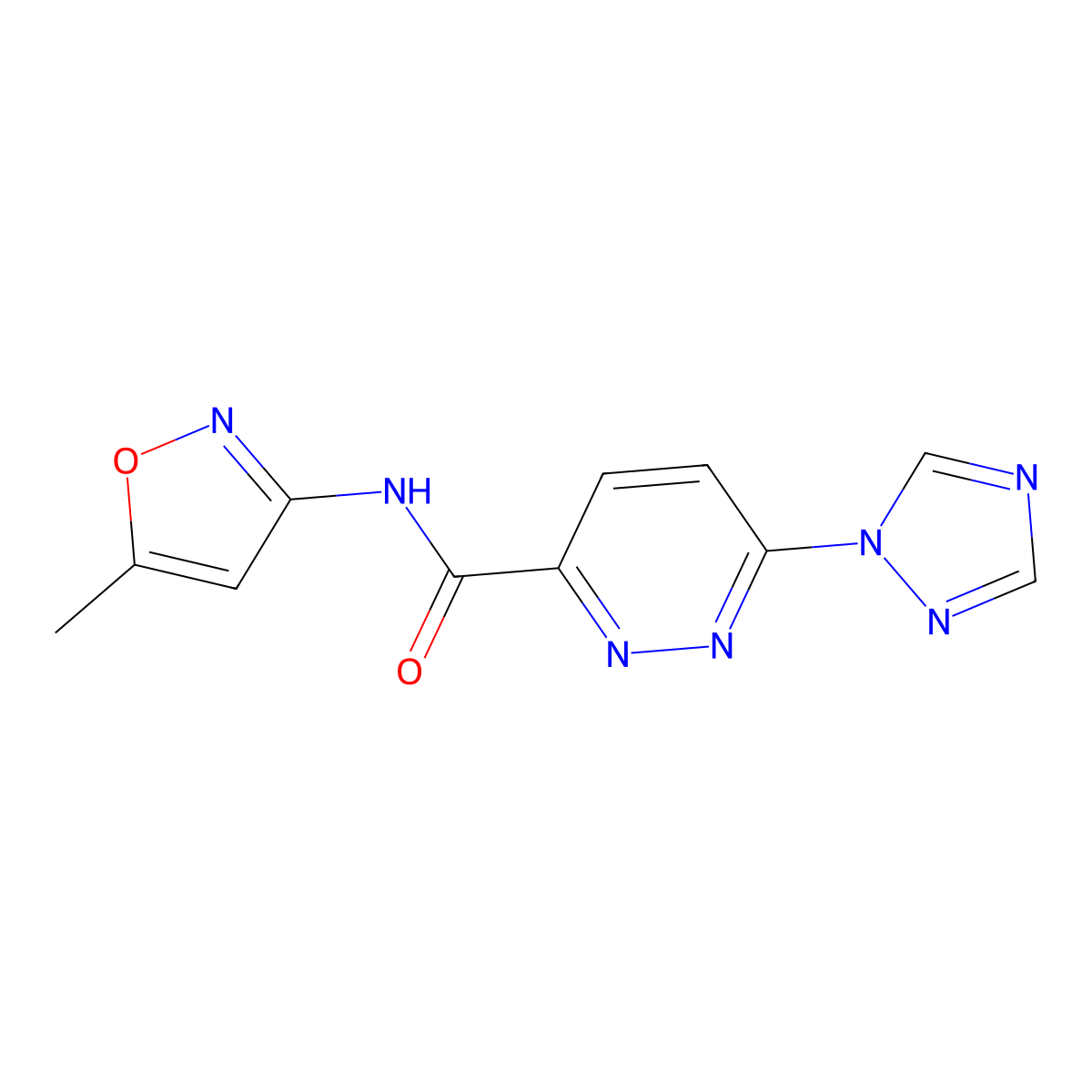 N-(5-methylisoxazol-3-yl)-6-(1H-1,2,4-triazol-1-yl)pyridazine-3-carboxamide molecular structure, CAS 1448130-88-8
