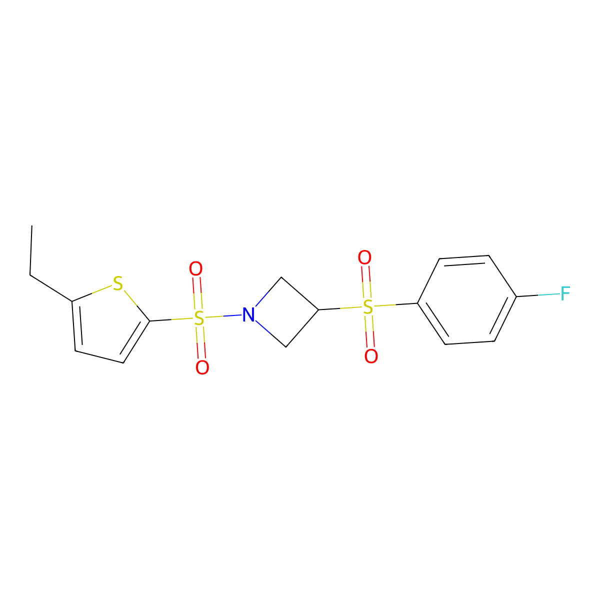 1-((5-Ethylthiophen-2-yl)sulfonyl)-3-((4-fluorophenyl)sulfonyl)azetidine molecular structure, CAS 1448130-90-2
