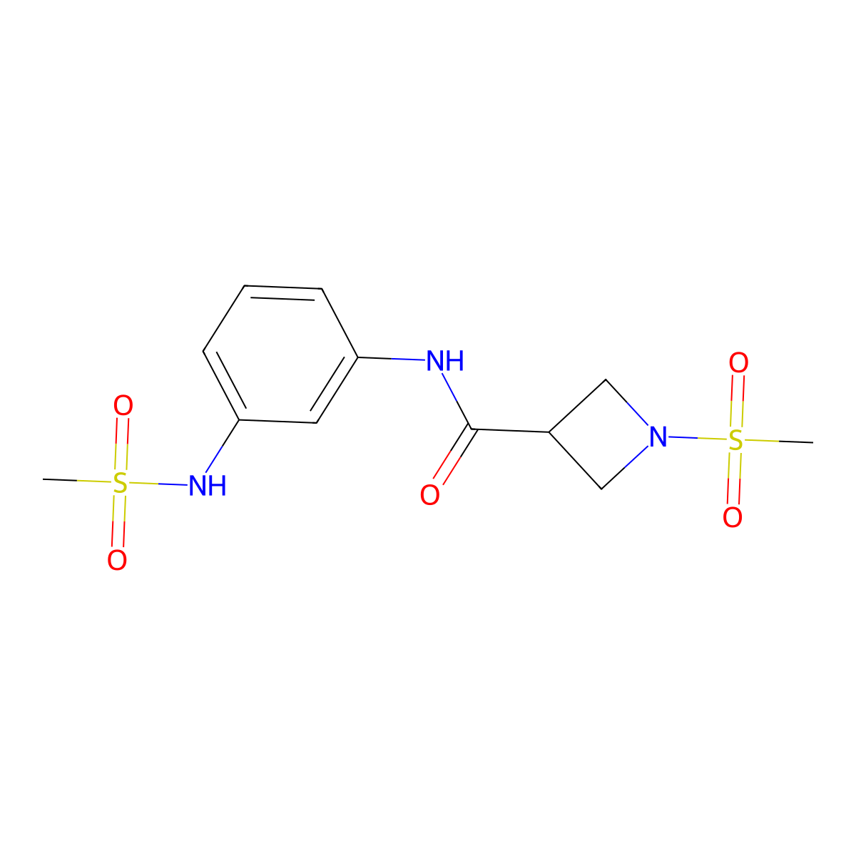N-(3-Methanesulfonamidophenyl)-1-methanesulfonylazetidine-3-carboxamide molecular structure, CAS 1448130-96-8