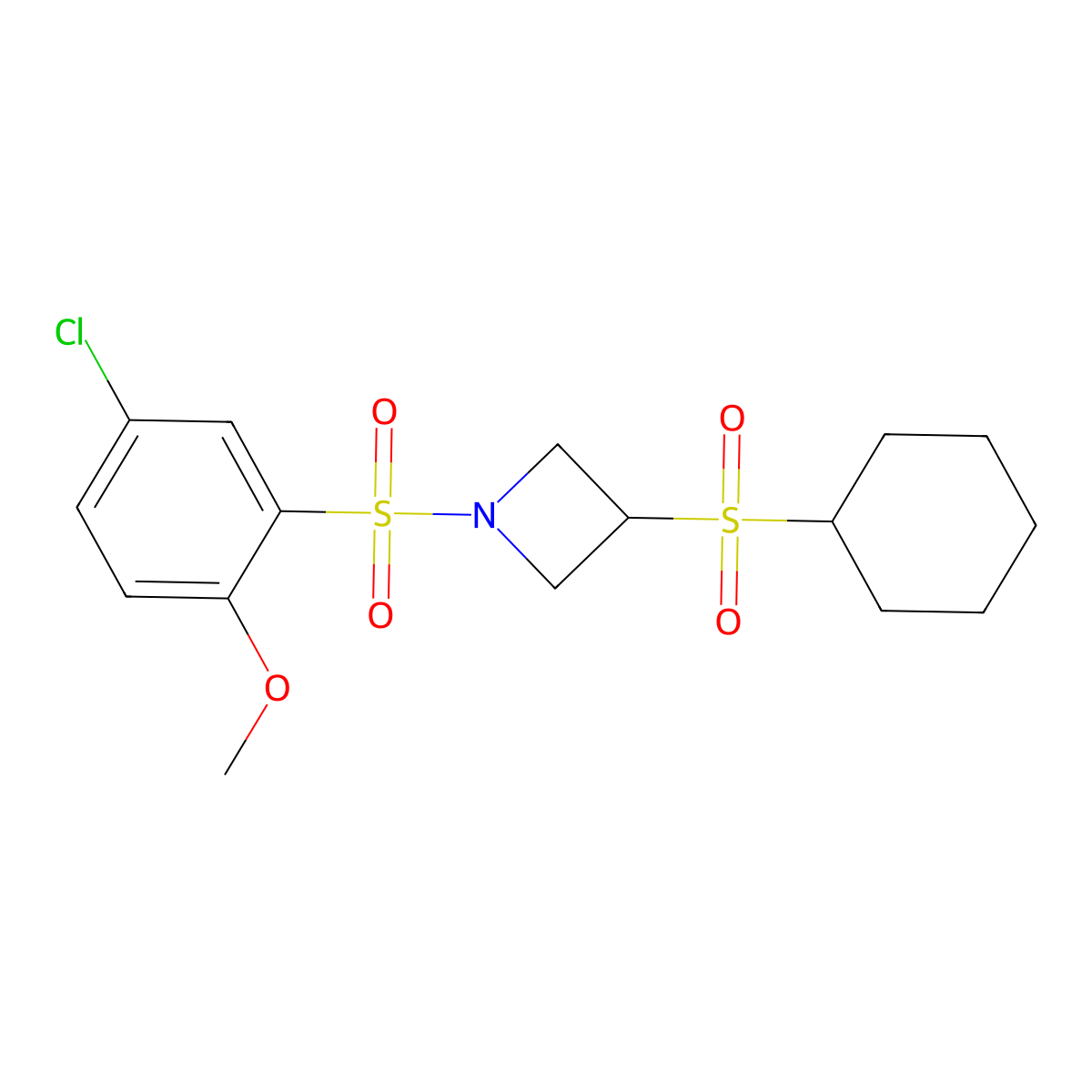1-((5-Chloro-2-methoxyphenyl)sulfonyl)-3-(cyclohexylsulfonyl)azetidine molecular structure, CAS 1448130-97-9