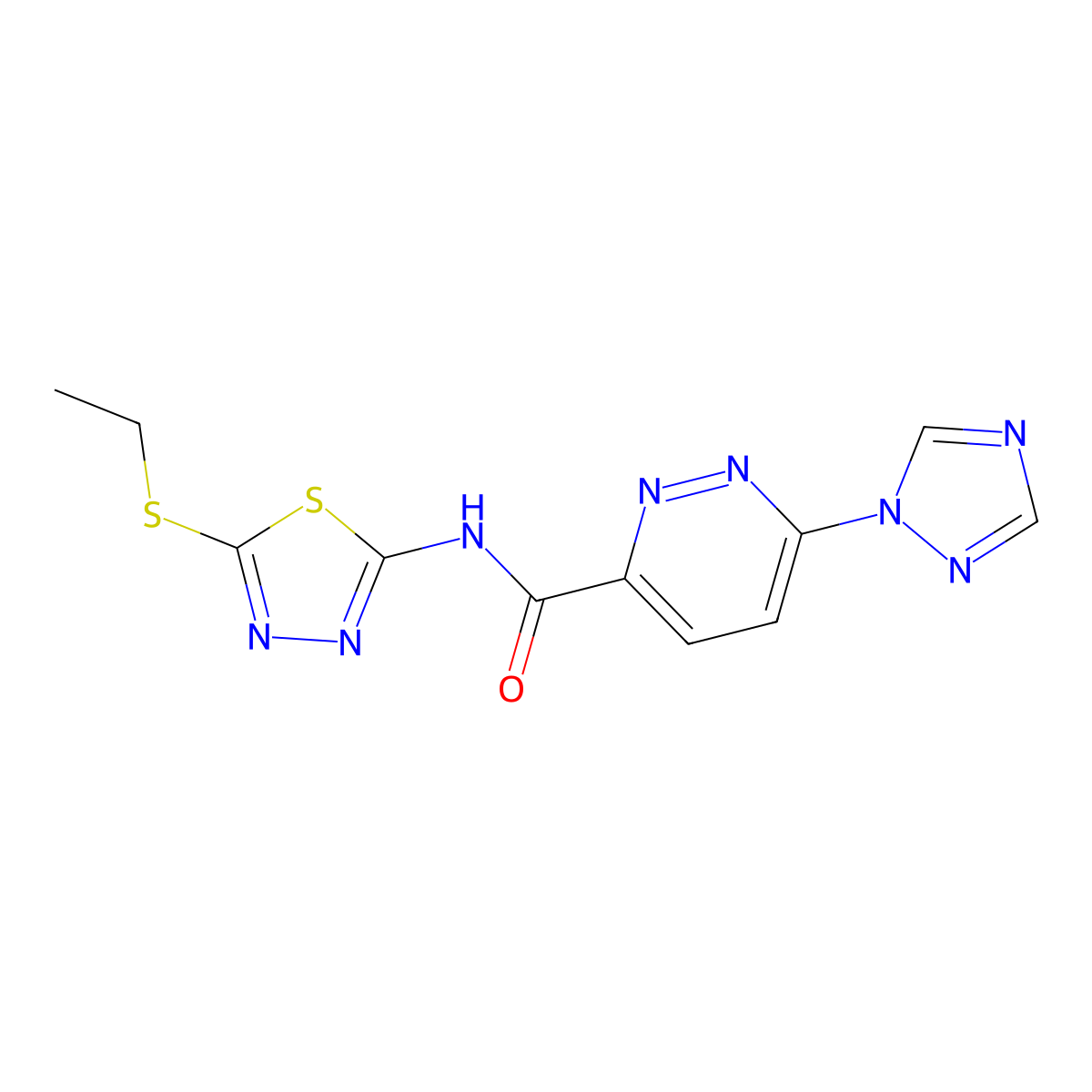 N-(5-(ethylthio)-1,3,4-thiadiazol-2-yl)-6-(1H-1,2,4-triazol-1-yl)pyridazine-3-carboxamide molecular structure, CAS 1448131-01-8