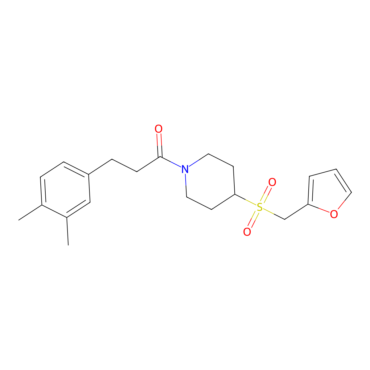 3-(3,4-Dimethylphenyl)-1-(4-((furan-2-ylmethyl)sulfonyl)piperidin-1-yl)propan-1-one molecular structure, CAS 1448131-03-0