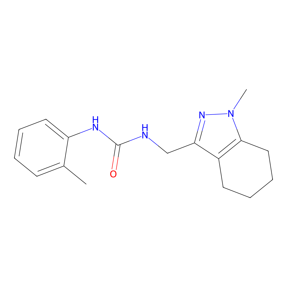 1-((1-methyl-4,5,6,7-tetrahydro-1H-indazol-3-yl)methyl)-3-(o-tolyl)urea molecular structure, CAS 1448131-08-5