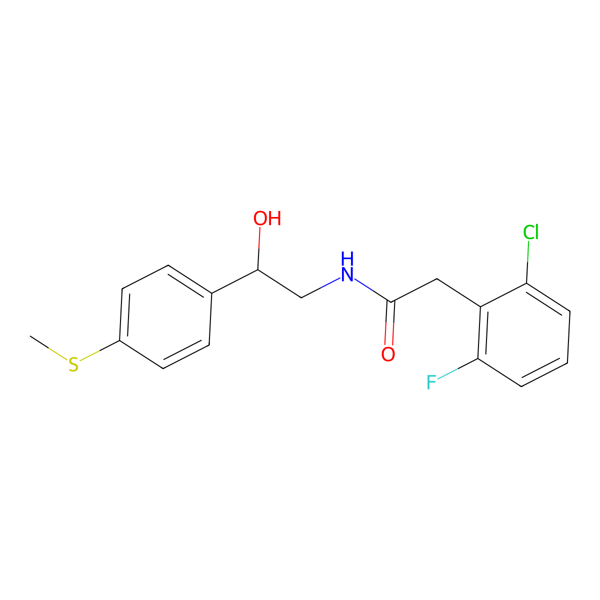2-(2-chloro-6-fluorophenyl)-N-(2-hydroxy-2-(4-(methylthio)phenyl)ethyl)acetamide molecular structure, CAS 1448131-09-6