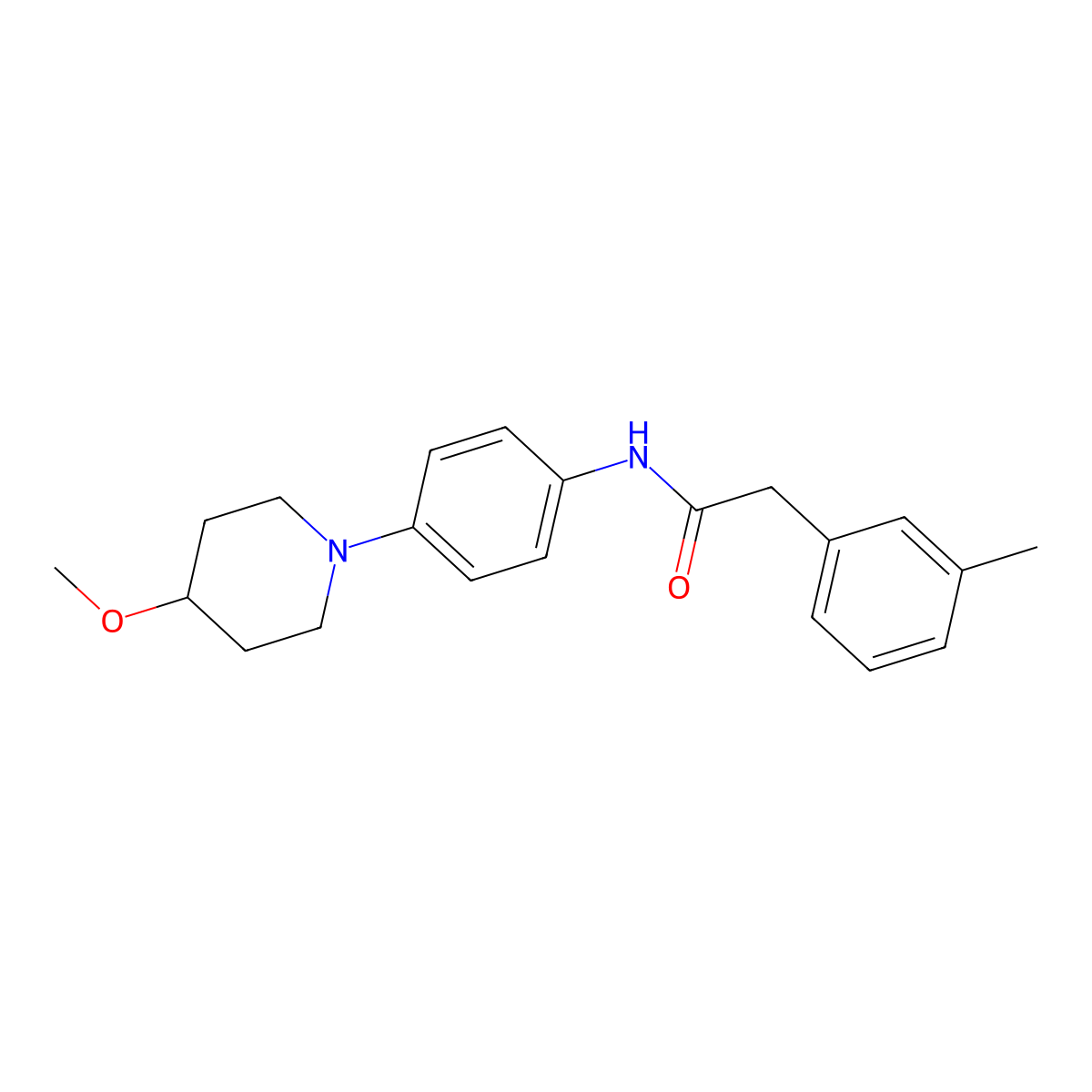 N-(4-(4-methoxypiperidin-1-yl)phenyl)-2-(m-tolyl)acetamide molecular structure, CAS 1448131-13-2