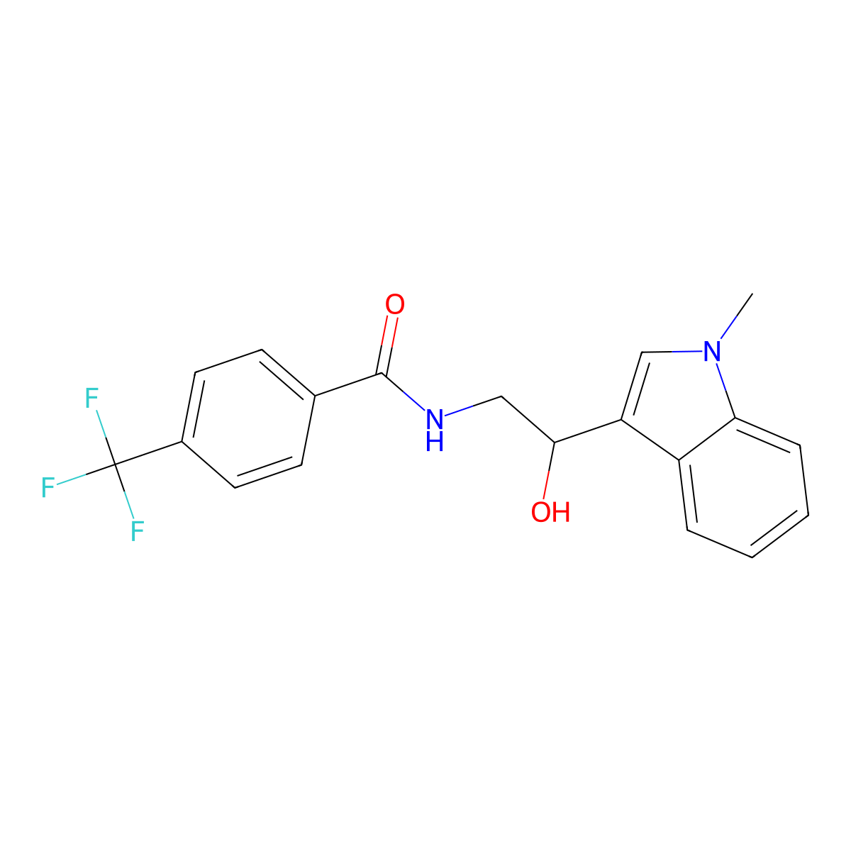 N-[2-hydroxy-2-(1-methyl-1H-indol-3-yl)ethyl]-4-(trifluoromethyl)benzamide molecular structure, CAS 1448131-14-3