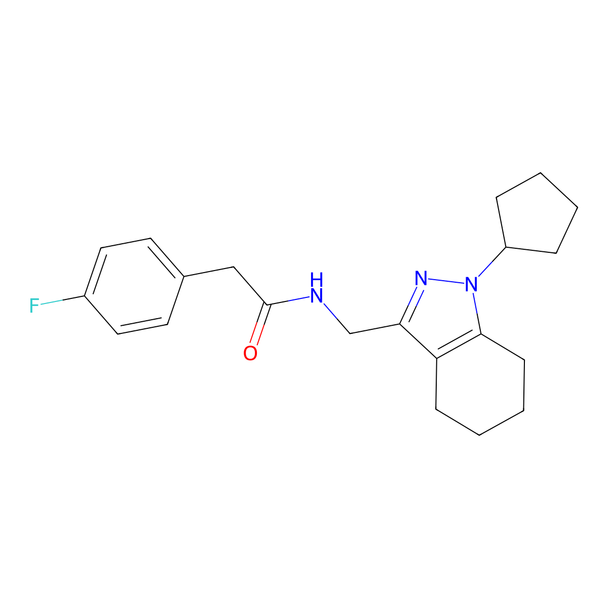 N-[(1-cyclopentyl-4,5,6,7-tetrahydro-1H-indazol-3-yl)methyl]-2-(4-fluorophenyl)acetamide molecular structure, CAS 1448131-16-5