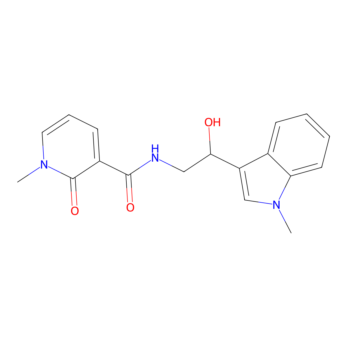 N-[2-hydroxy-2-(1-methyl-1H-indol-3-yl)ethyl]-1-methyl-2-oxo-1,2-dihydropyridine-3-carboxamide molecular structure, CAS 1448131-17-6