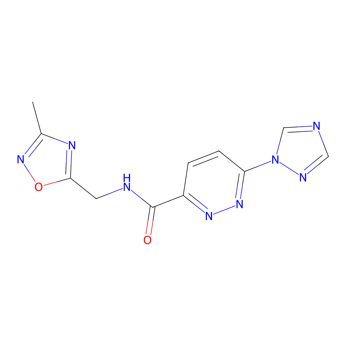 N-[(3-methyl-1,2,4-oxadiazol-5-yl)methyl]-6-(1H-1,2,4-triazol-1-yl)pyridazine-3-carboxamide molecular structure, CAS 1448131-20-1