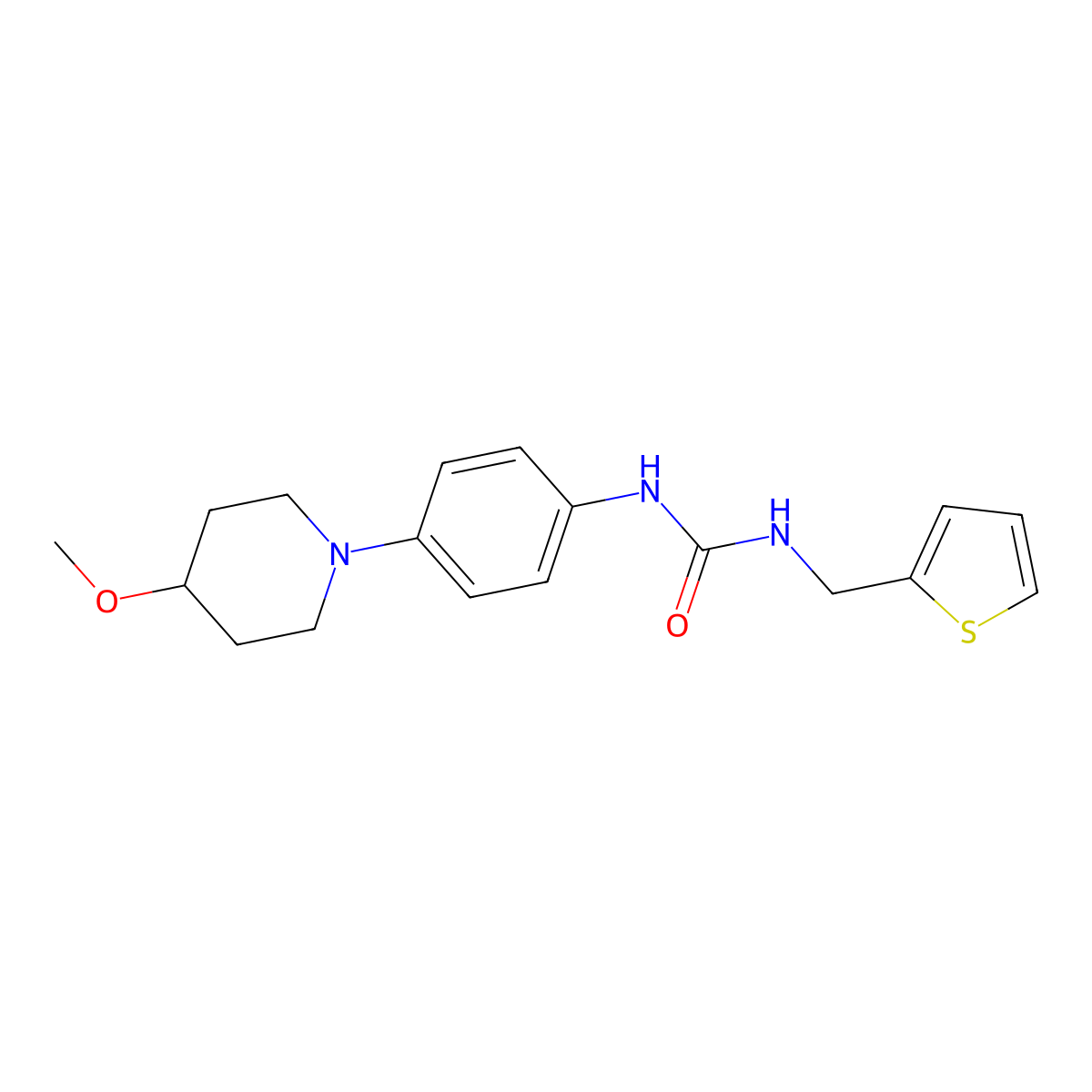 1-(4-(4-Methoxypiperidin-1-yl)phenyl)-3-(thiophen-2-ylmethyl)urea molecular structure, CAS 1448131-22-3