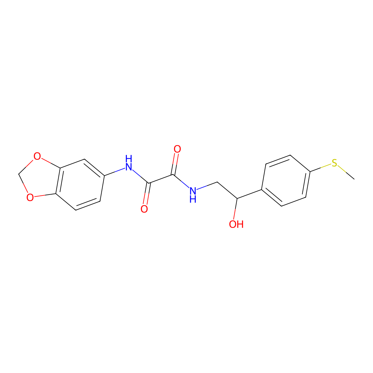 N1-(benzo[d][1,3]dioxol-5-yl)-N2-(2-hydroxy-2-(4-(methylthio)phenyl)ethyl)oxalamide molecular structure, CAS 1448131-24-5