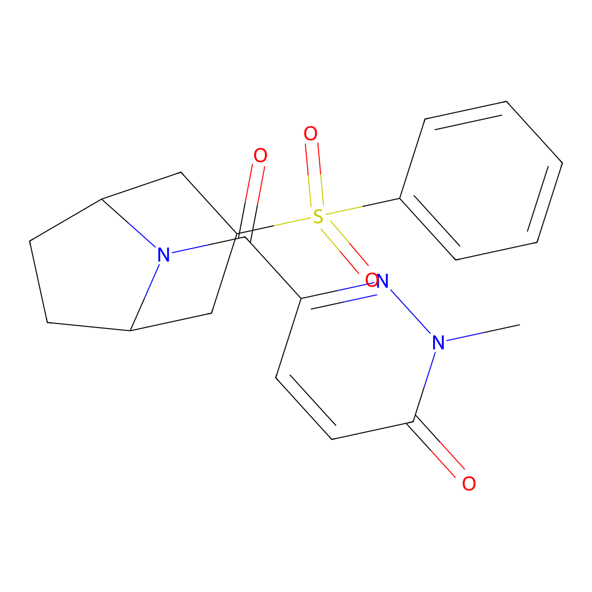 2-methyl-6-((1R,5S)-3-(phenylsulfonyl)-8-azabicyclo[3.2.1]octane-8-carbonyl)pyridazin-3(2H)-one molecular structure, CAS 1448131-25-6
