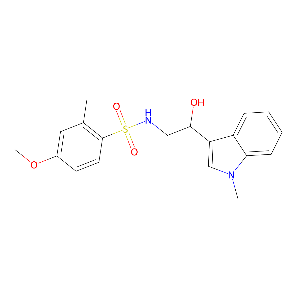 N-(2-hydroxy-2-(1-methyl-1H-indol-3-yl)ethyl)-4-methoxy-2-methylbenzenesulfonamide molecular structure, CAS 1448131-26-7