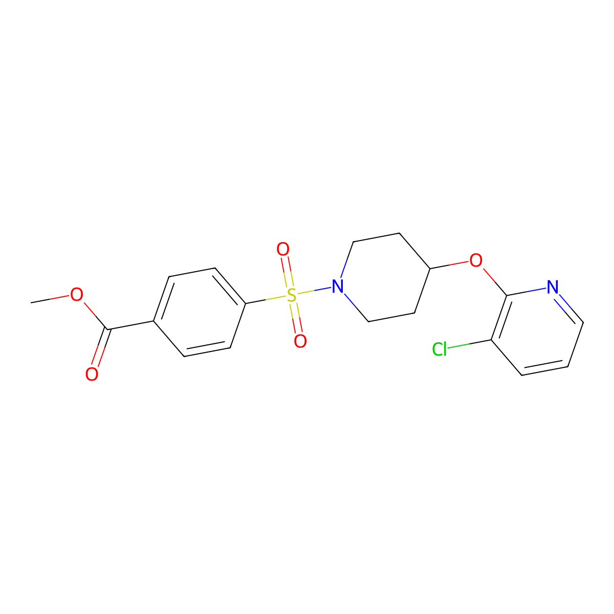 Methyl 4-((4-((3-chloropyridin-2-yl)oxy)piperidin-1-yl)sulfonyl)benzoate molecular structure, CAS 1448131-30-3