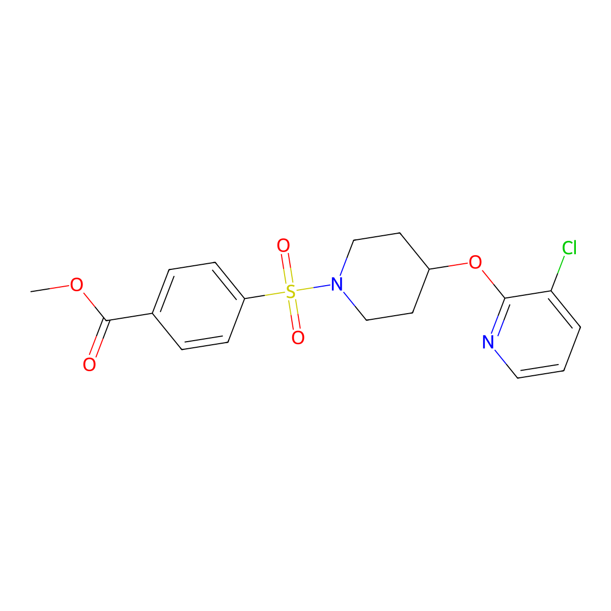 Methyl 4-((4-((3-chloropyridin-2-yl)oxy)piperidin-1-yl)sulfonyl)benzoate molecular structure, CAS 1448131-30-3
