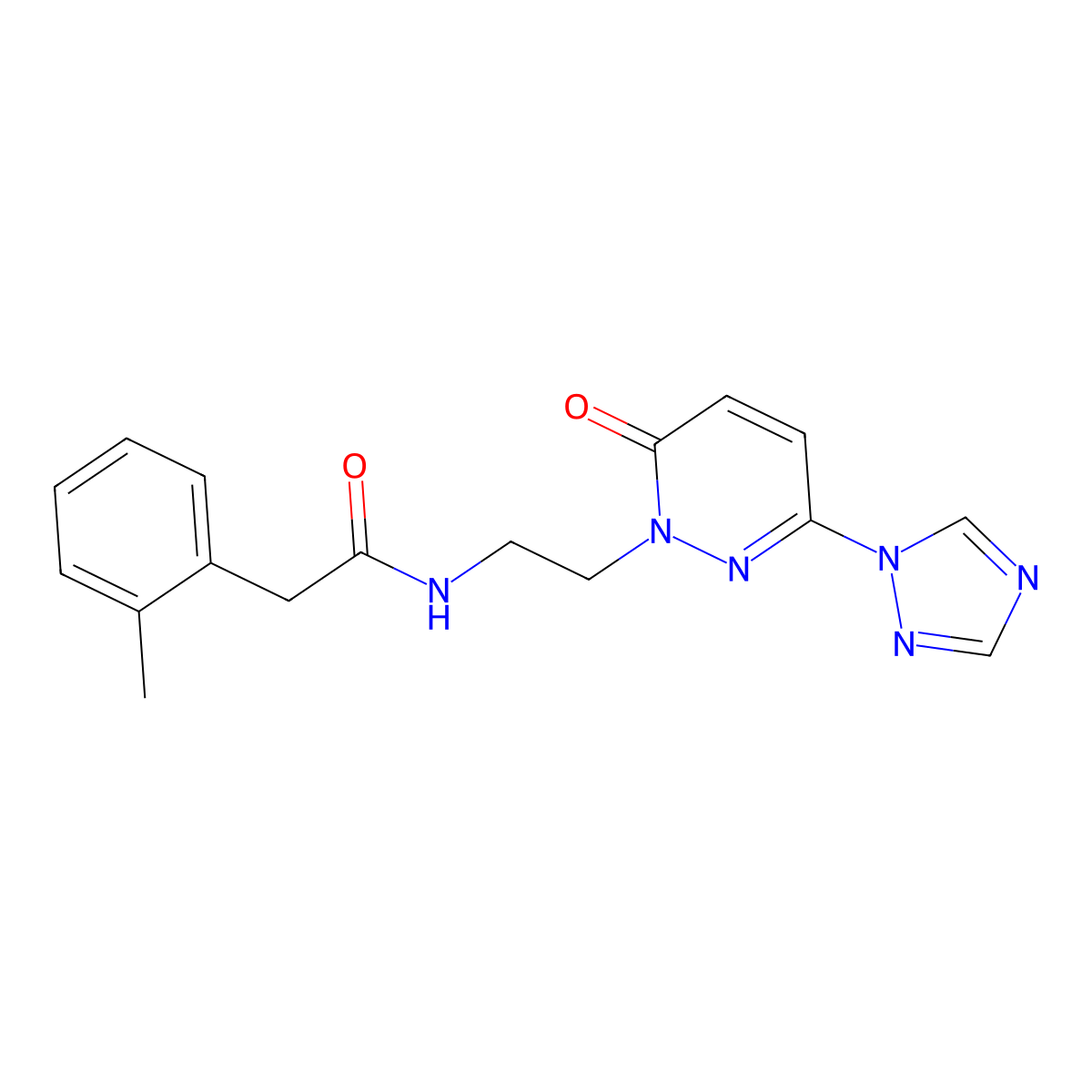 N-(2-(6-oxo-3-(1H-1,2,4-triazol-1-yl)pyridazin-1(6H)-yl)ethyl)-2-(o-tolyl)acetamide molecular structure, CAS 1448131-31-4