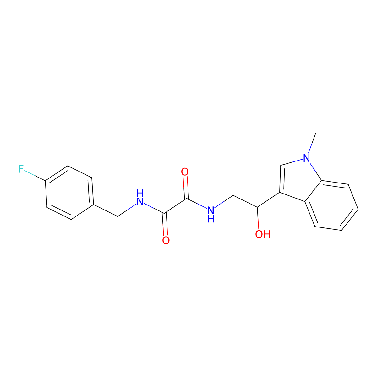 N1-(4-fluorobenzyl)-N2-(2-hydroxy-2-(1-methyl-1H-indol-3-yl)ethyl)oxalamide molecular structure, CAS 1448131-32-5