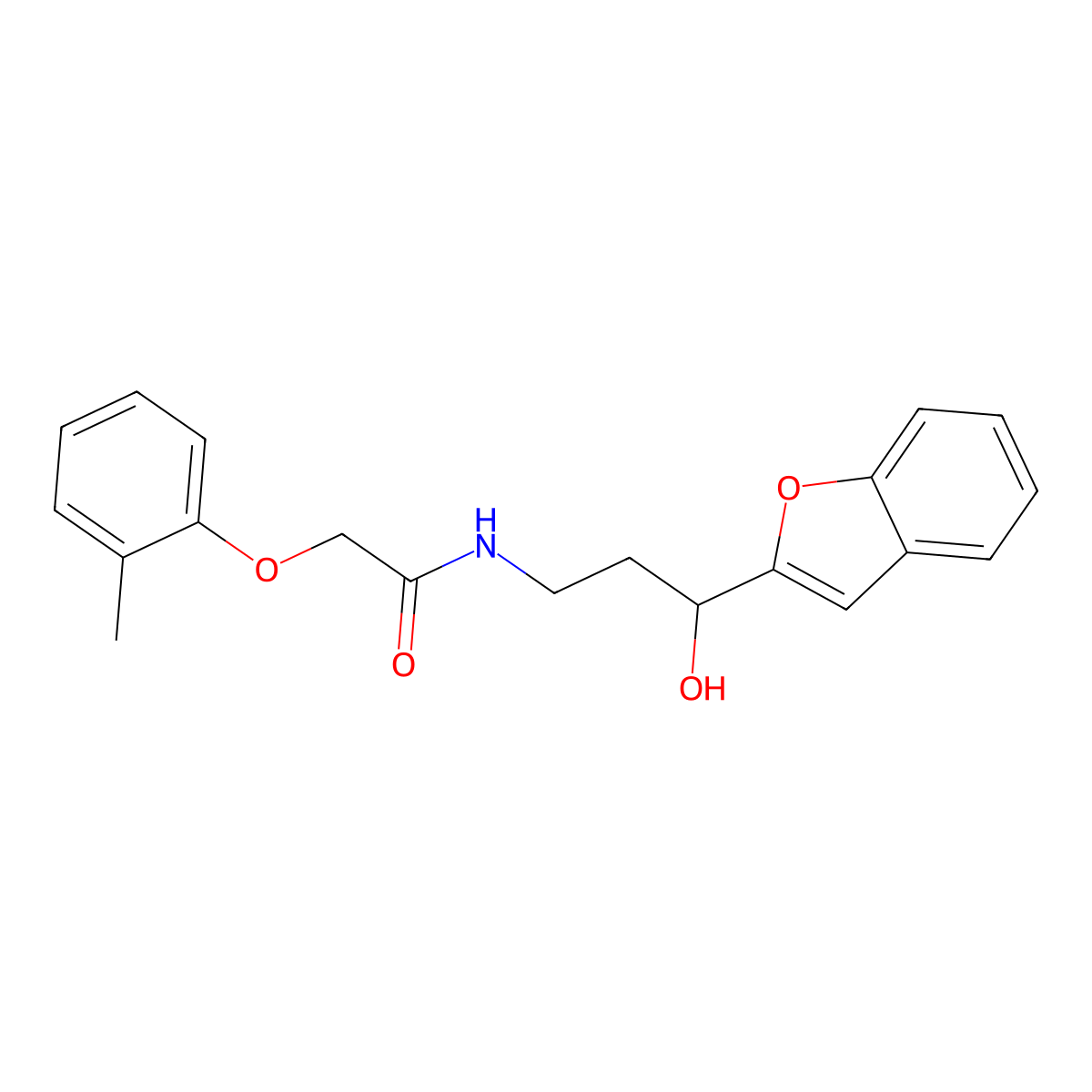 N-(3-(benzofuran-2-yl)-3-hydroxypropyl)-2-(o-tolyloxy)acetamide molecular structure, CAS 1448131-50-7