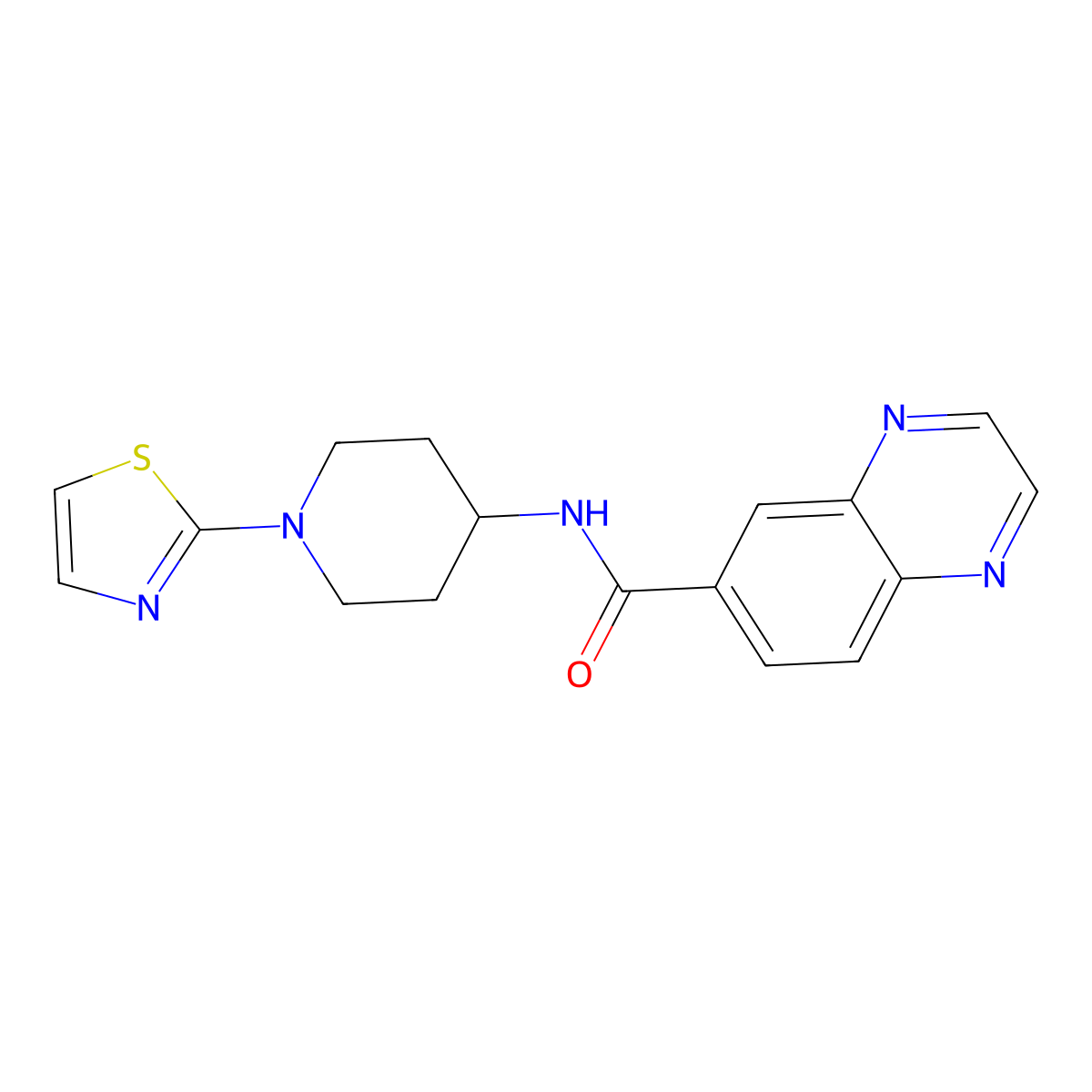 N-(1-(thiazol-2-yl)piperidin-4-yl)quinoxaline-6-carboxamide molecular structure, CAS 1448131-55-2