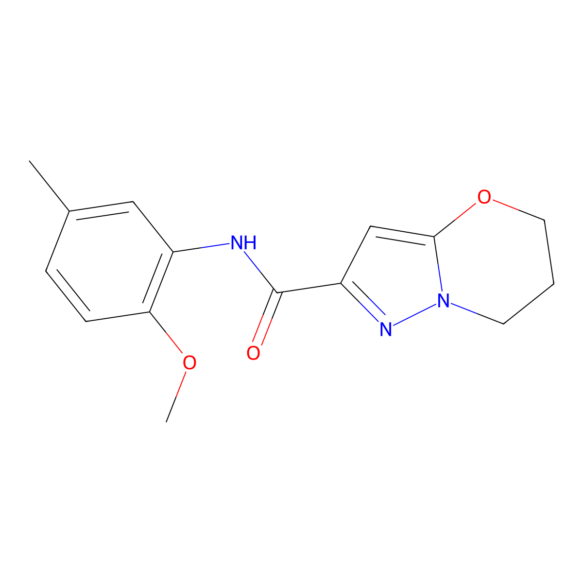 N-(2-methoxy-5-methylphenyl)-6,7-dihydro-5H-pyrazolo[5,1-b][1,3]oxazine-2-carboxamide molecular structure, CAS 1448131-56-3