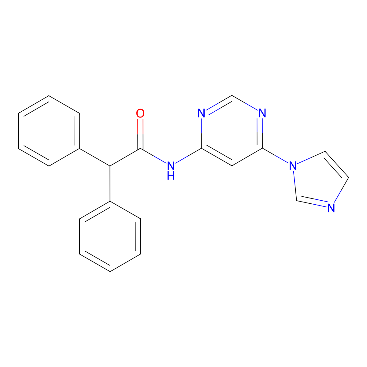 N-(6-(1H-imidazol-1-yl)pyrimidin-4-yl)-2,2-diphenylacetamide molecular structure, CAS 1448131-68-7